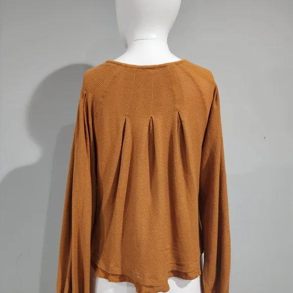 Free People Mustard Long Sleeve Top - Picture 5 of 7